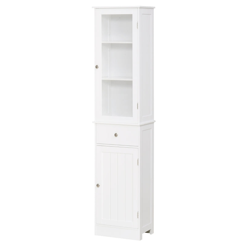 White Bathroom Storage Cabinet with 3-Tier Shelf Drawer