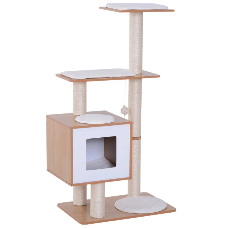 Cat Tree Scratching Post Condo - Grey Kitten Activity Center