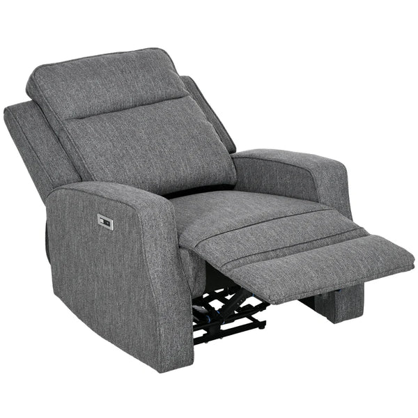 Electric Reclining Chair with USB Port and Footrest - Charcoal Grey