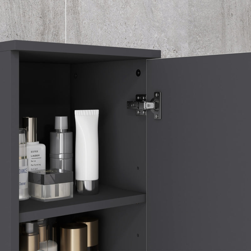 Grey Tall Bathroom Storage Cabinet with Open Shelves