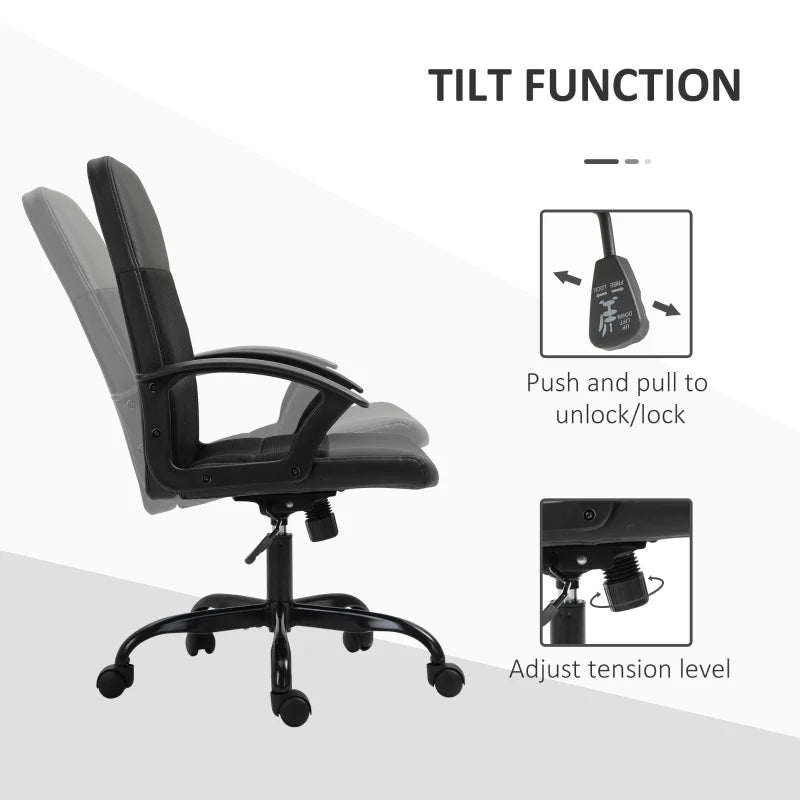 Black Mesh Office Chair with Swivel Wheels, Adjustable Height & Tilt