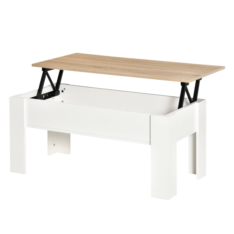 Modern White Lift-Top Coffee Table with Hidden Storage