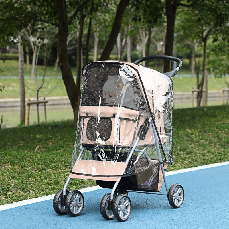 Brown Dog Stroller with Rain Cover for Small Dogs