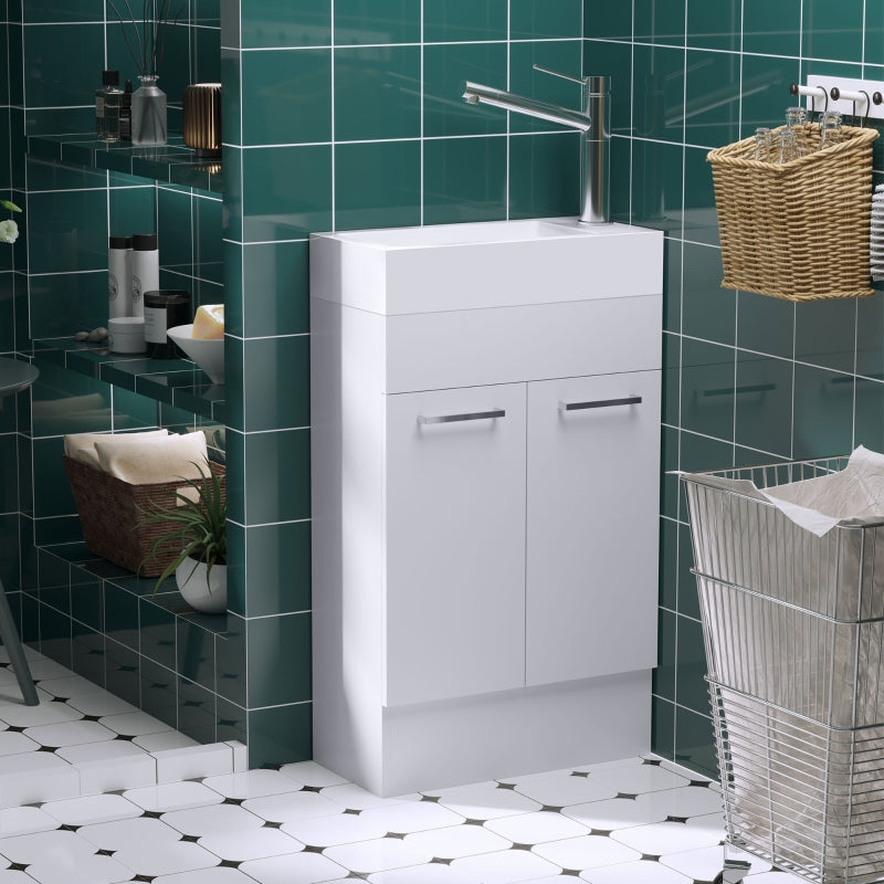 White Under Sink Bathroom Vanity with Ceramic Basin