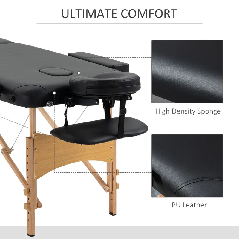 Black Portable Folding Massage Table with Carry Bag