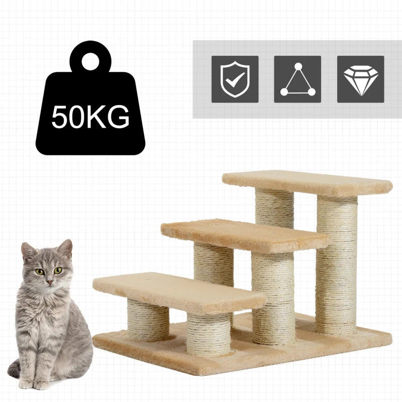 Beige 3-Tier Cat Scratch Stair Tree