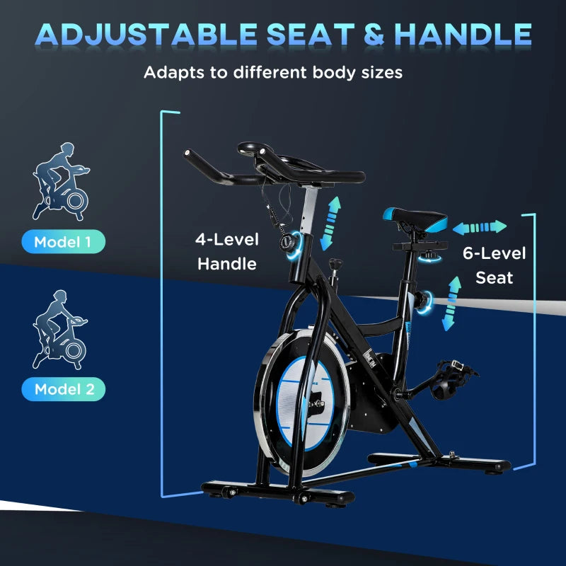 Black Indoor Cycling Exercise Bike with LCD Monitor and Phone Holder