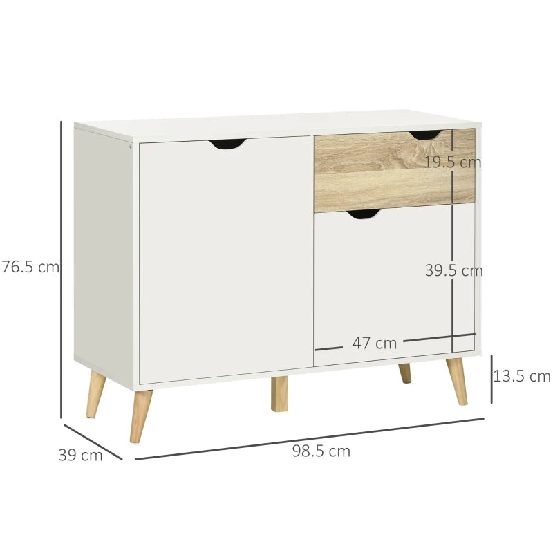 White Modern Sideboard Storage Cabinet with Drawer and 2 Doors