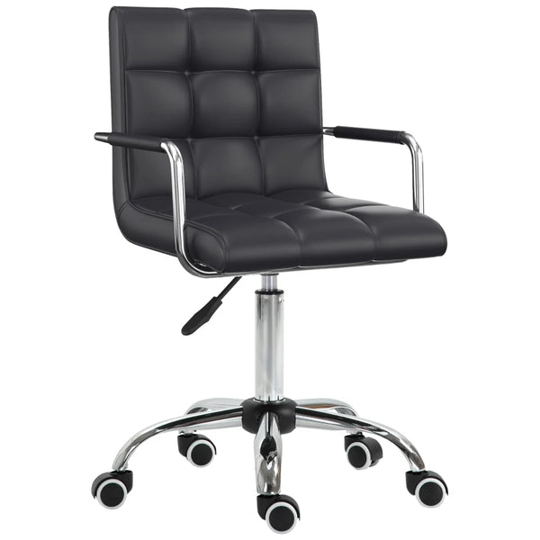 Black PU Leather Swivel Office Chair with Adjustable Height and Armrest