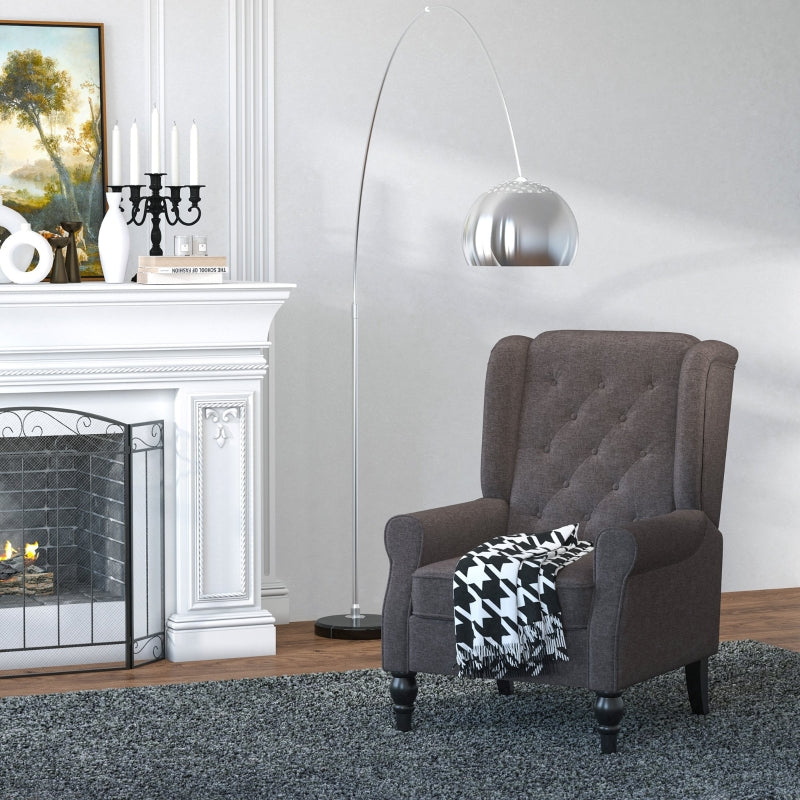 Brown Retro Wingback Armchair with Button Tufted Design