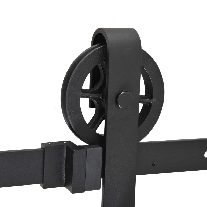 Black 6.6 FT Sliding Barn Door Hardware Kit for Single Wooden Door