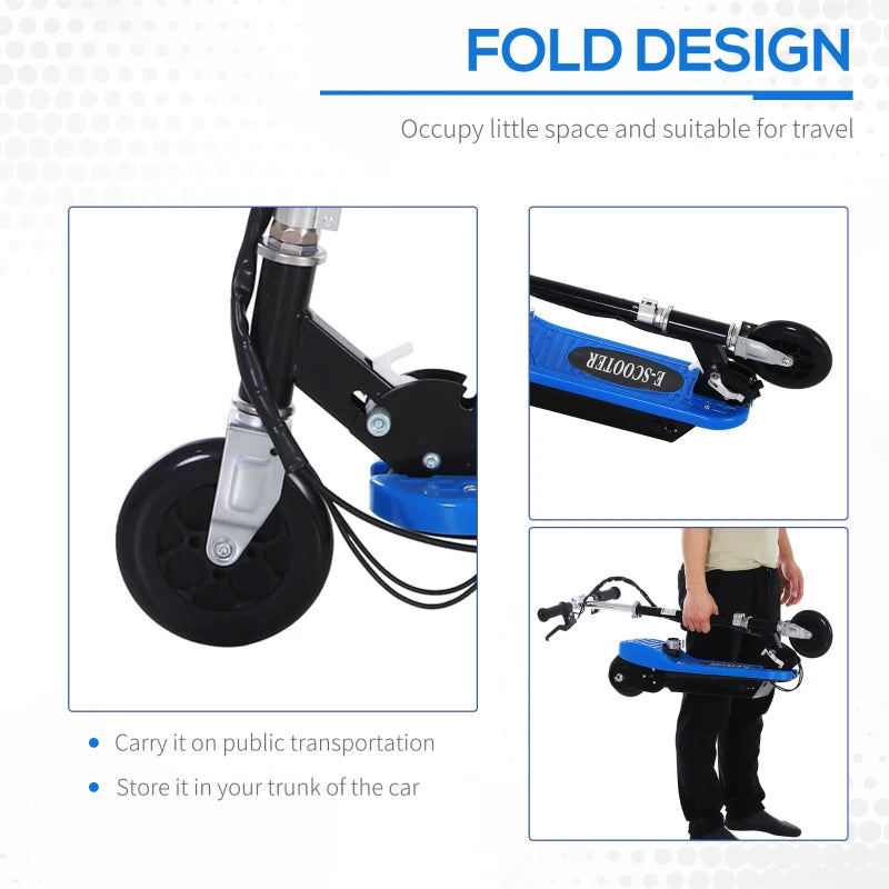 Blue Foldable Kids Electric Scooter with Brake Kickstand
