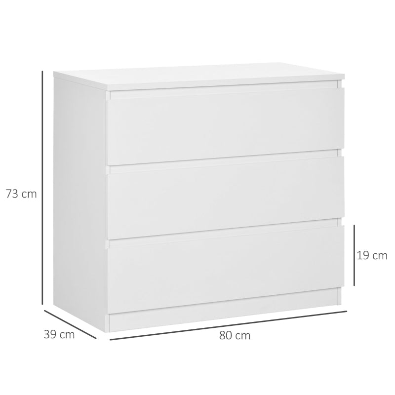 White 3-Drawer Storage Chest for Bedroom and Living Room