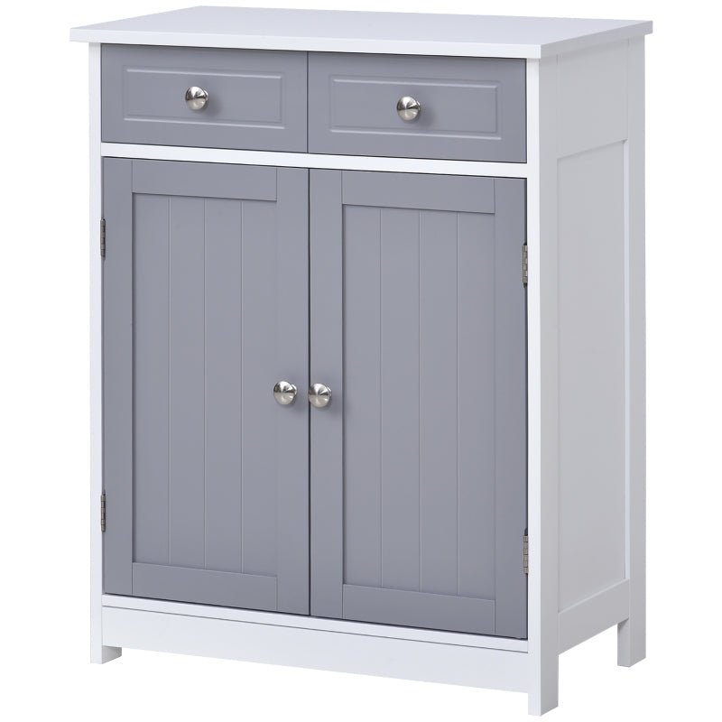 Freestanding Bathroom Storage Cabinet 75x60cm Grey White 2 Drawers Cupboard