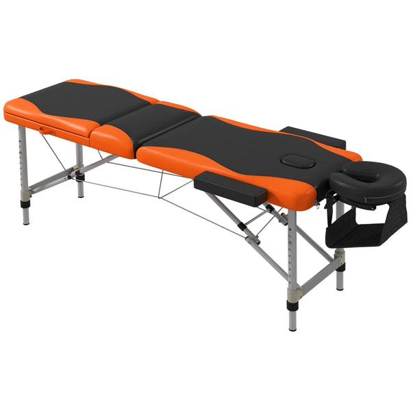 Foldable Black and Orange Massage Table for Salon and Spa