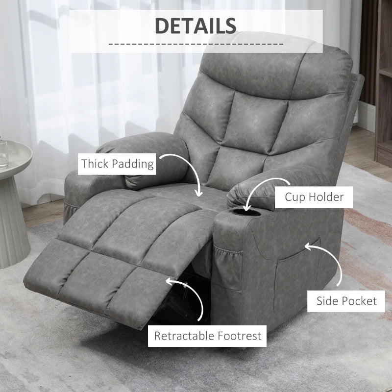 Grey Faux Leather Reclining Armchair