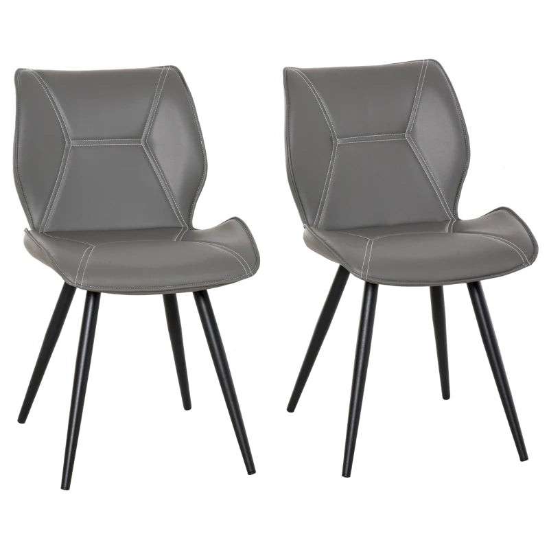 Grey PU Leather Racing-Style Dining Chairs Set of 2