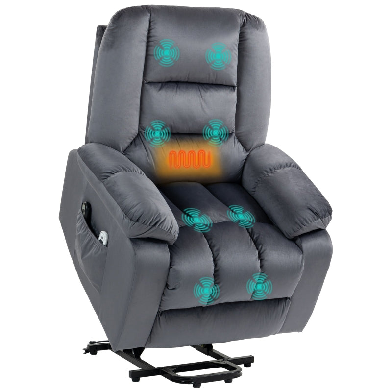 Grey Massage Recliner Chair with Heat and 8 Massage Points