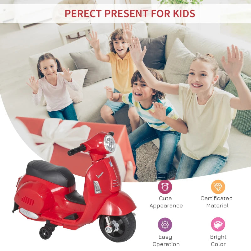 Red Vespa Licensed 6V Kids Electric Motorbike Ride-On Toy