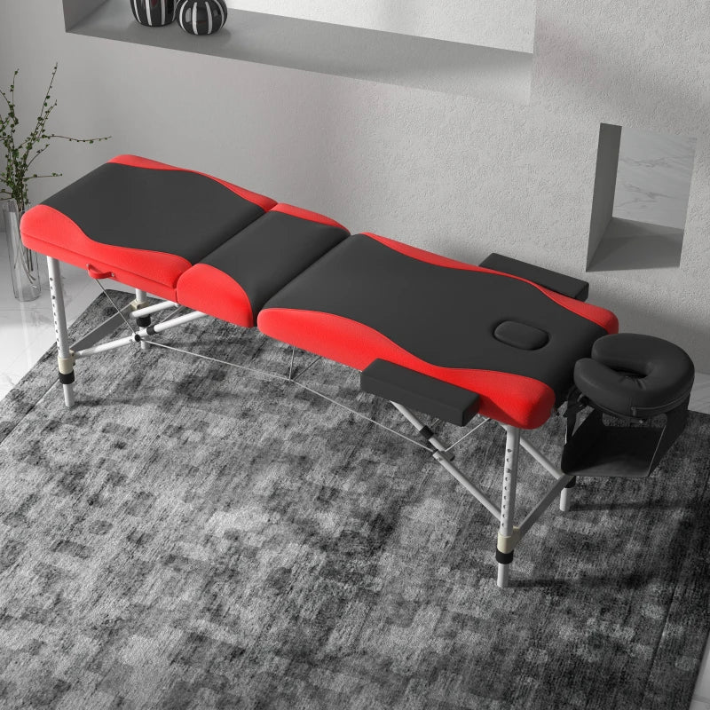 Black and Red Foldable Massage Table for Salon and Spa