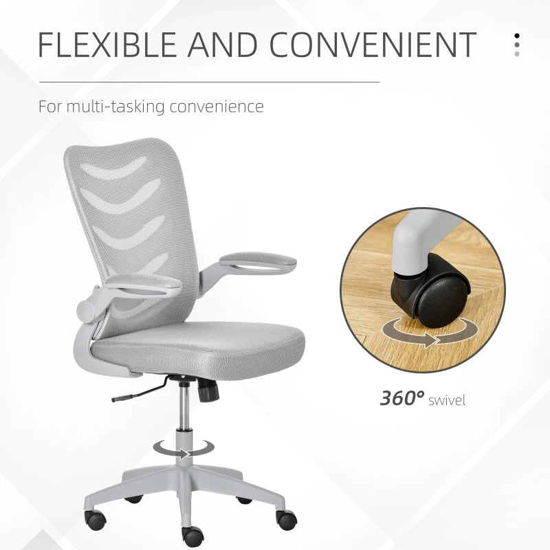 Grey Mesh Office Chair with Lumbar Support & Adjustable Height