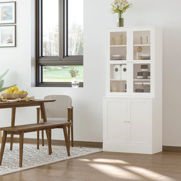 White Modern Bookcase with Doors and Adjustable Shelves