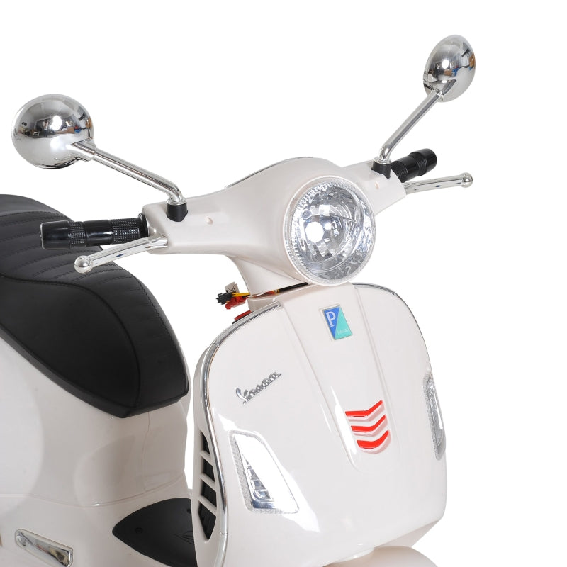 White Kids Ride-On Vespa Motorcycle with LED Lights