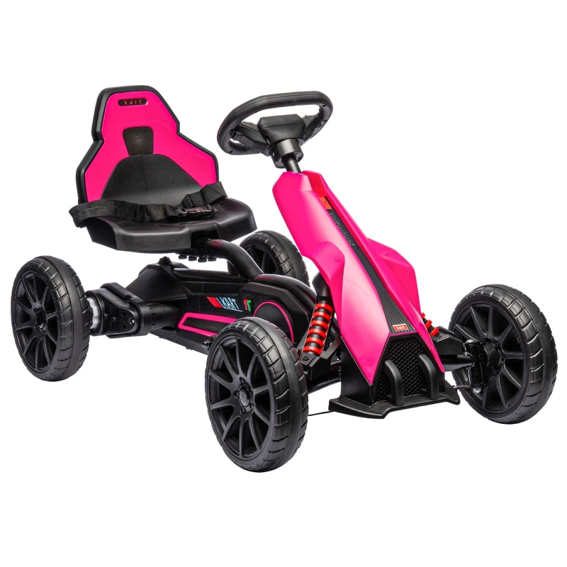 Kids Pink Electric Go Kart with Rechargeable Battery - 2 Speeds