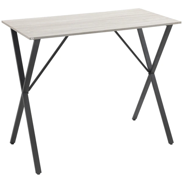White 120cm Rectangular Bar Table with Wood Effect Top