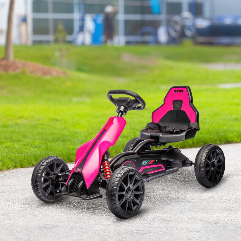 Kids Pink Electric Go Kart with Rechargeable Battery - 2 Speeds