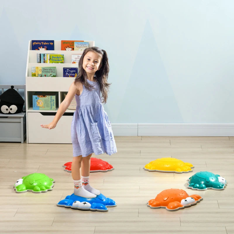 Crab-Designed Kids Stepping Stones Set - 6PCs, TPE Anti-Slip Edge