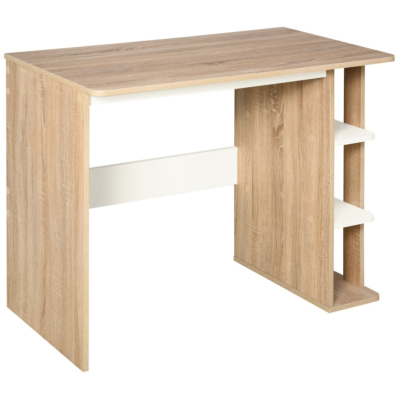 Oak and White 3-Tier Storage Desk for Home Office