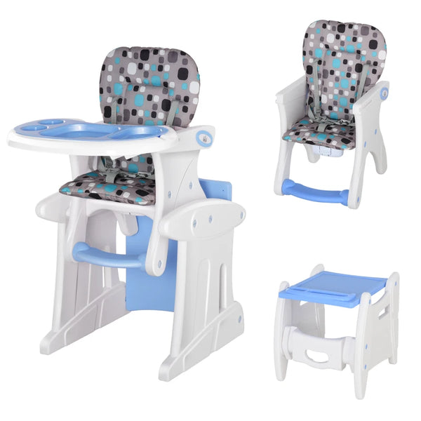 Blue 3-in-1 Convertible Baby High Chair