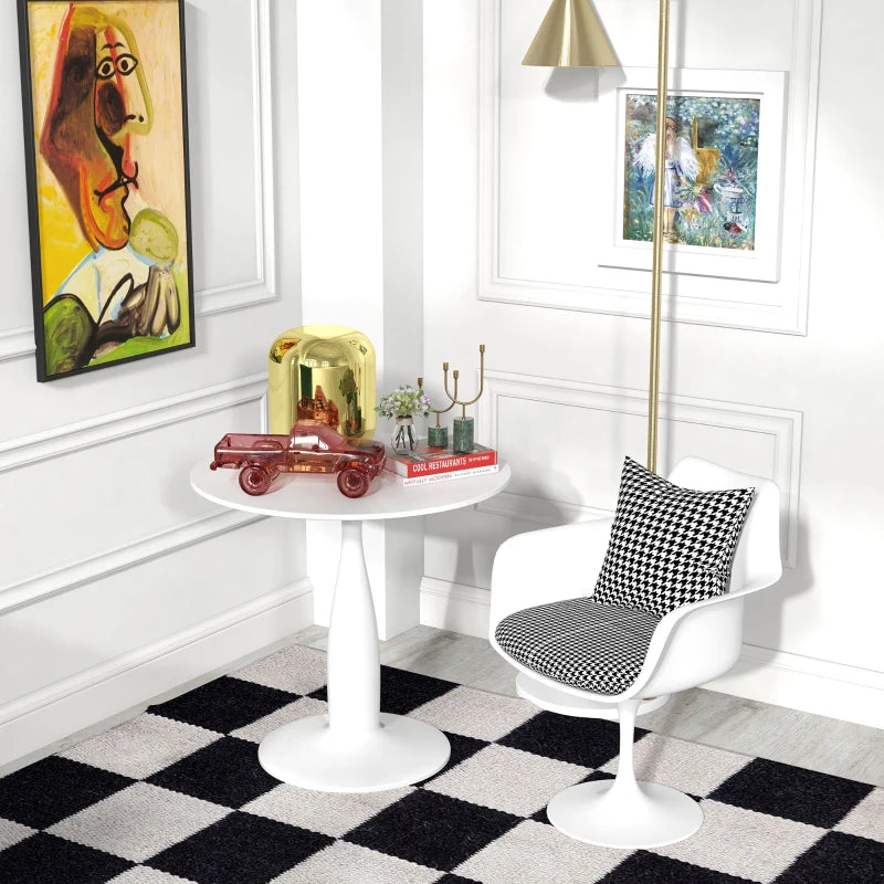 Modern Steel Base Round Dining Table, White, Space-Saving