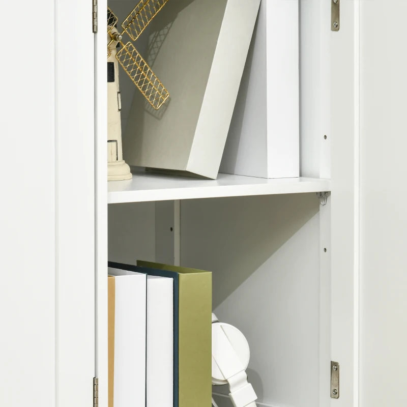 White Modern Sideboard with Storage Cabinets and Drawers