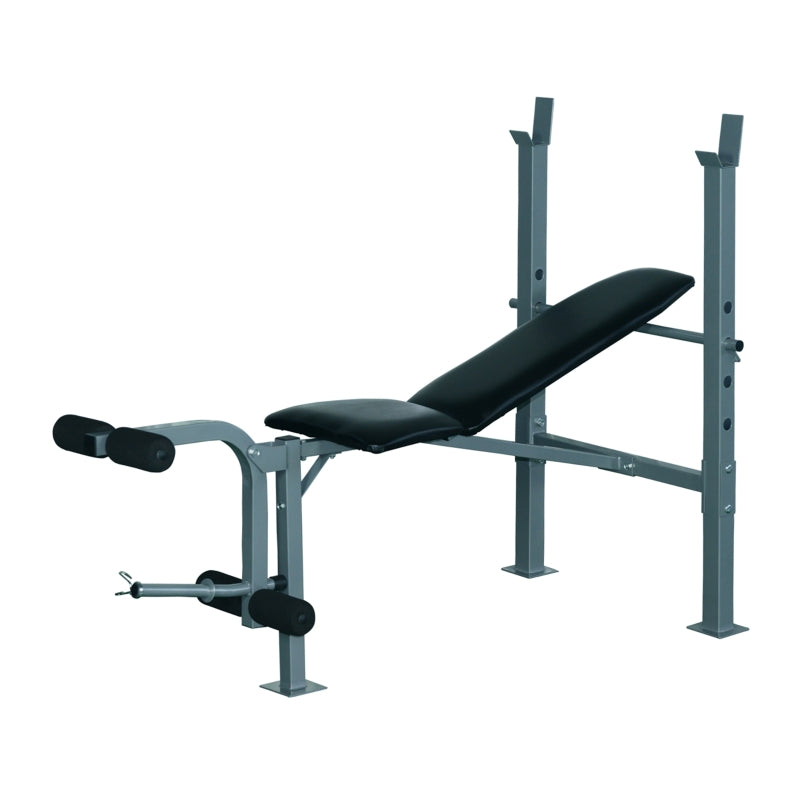 Adjustable Weight Bench with Barbell Rack - Black