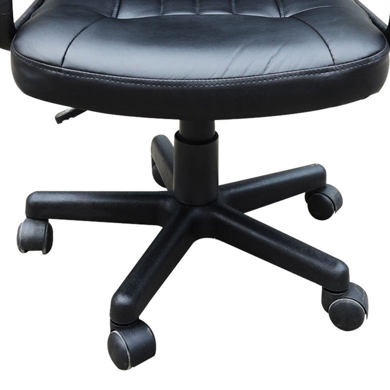 Black Swivel Office Chair - PU Leather Desk Gaming Seater