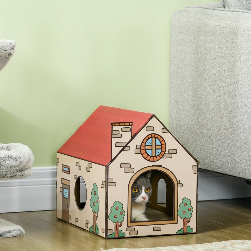 Cat House & Scratching Board Combo - Grey