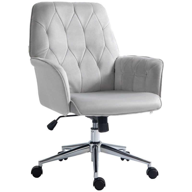 Light Grey Linen Swivel Computer Chair with Armrest