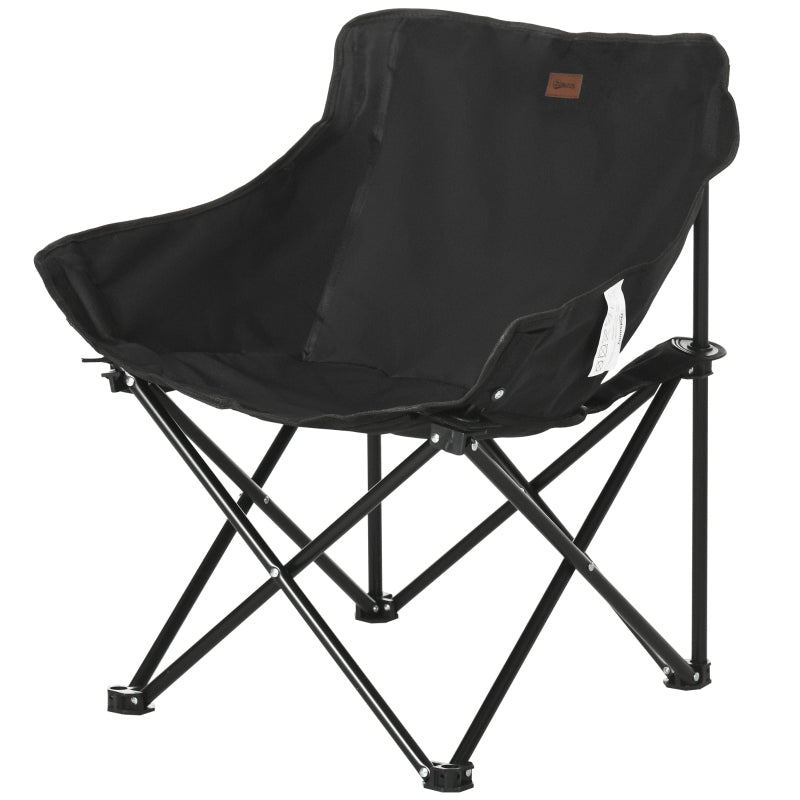 Black Lightweight Folding Camping Chair with Storage Pocket