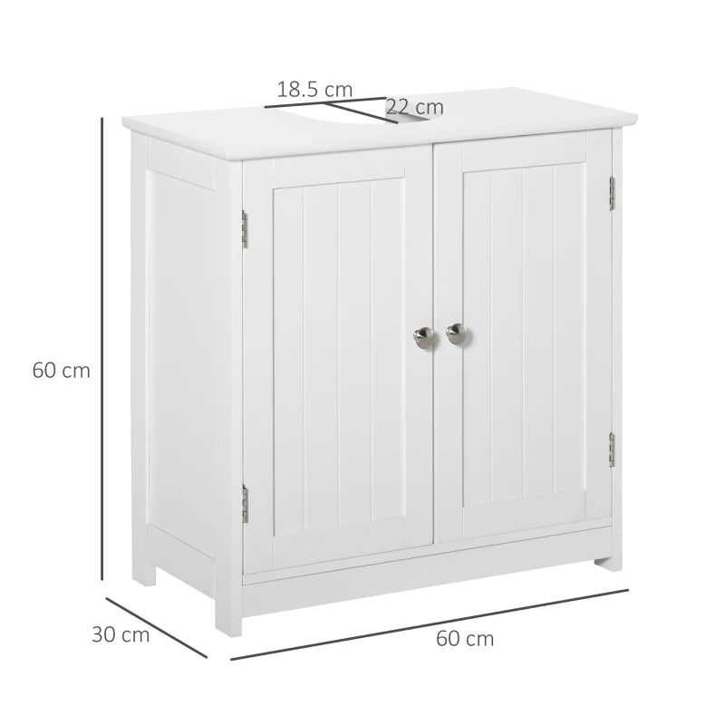 White Under-Sink Storage Cabinet with Adjustable Shelf - 60x60cm