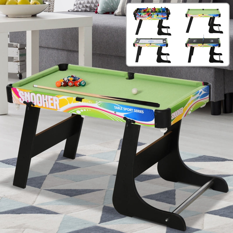 4-in-1 Multi-Color Folding Gaming Table: Hockey, Football, Table Tennis, Billiards