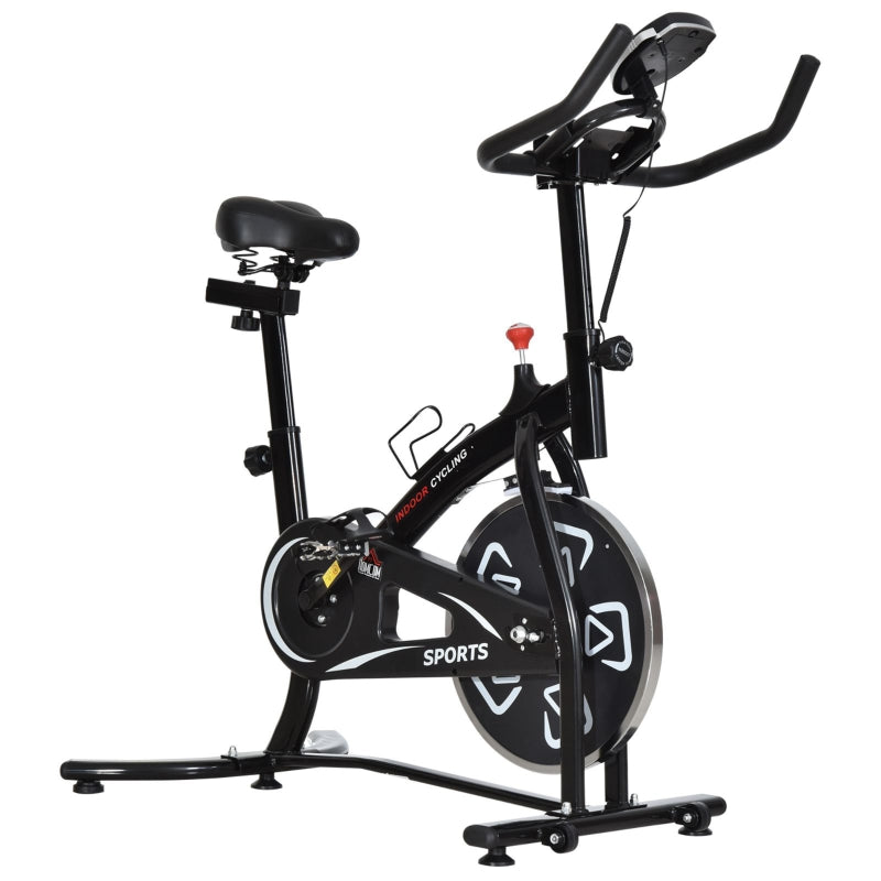 Black Indoor Exercise Bike with Adjustable Resistance and LCD Monitor