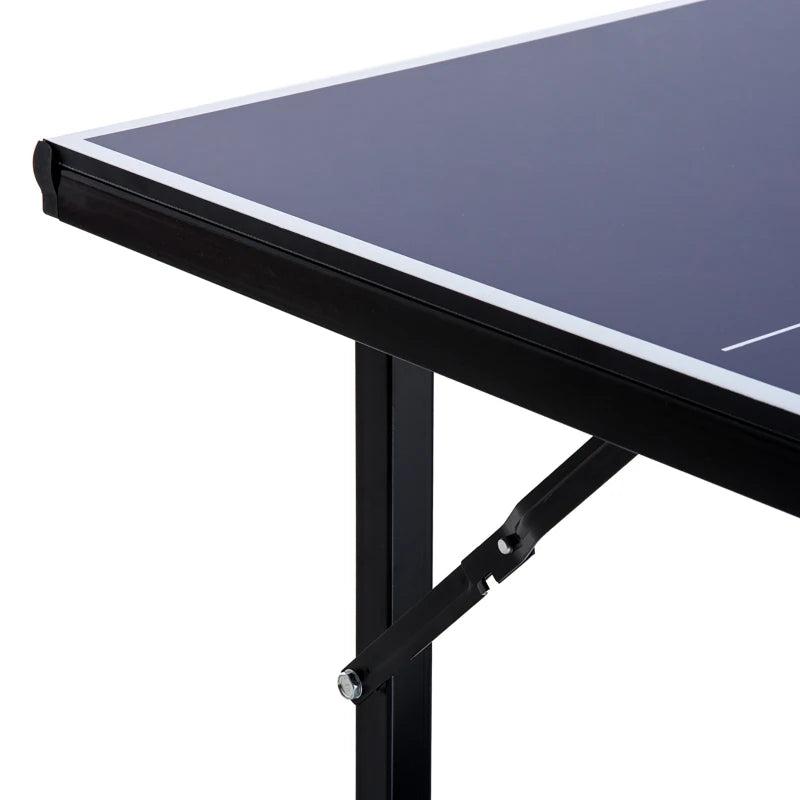 6ft Blue Folding Ping Pong Table with Net - Indoor/Outdoor Multi-Use