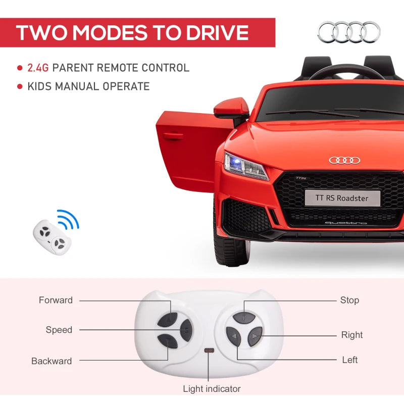 Red Audi TT Kids Ride-On Car with Remote Control and MP3 Player