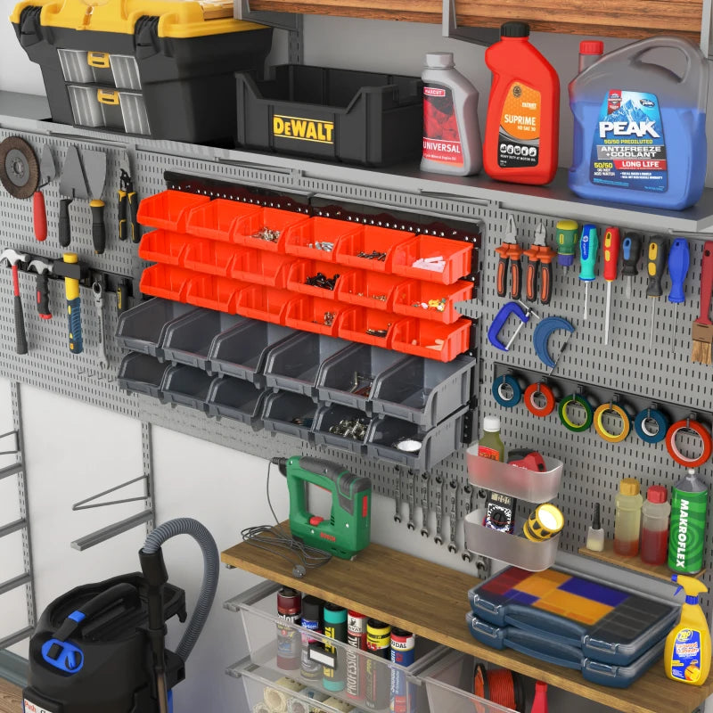 Black 30-Cubbie Wall Storage Organizer for Garage Workshop DIY