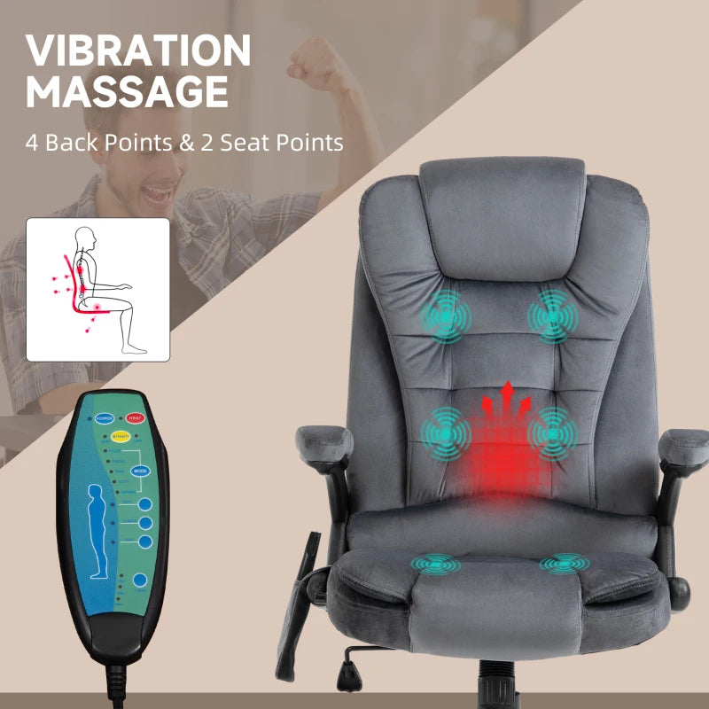 Grey Heated Massage Recliner Chair with 6 Massage Points