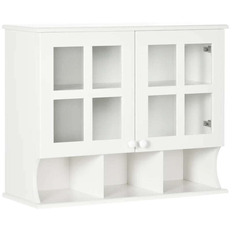 White Wall-Mounted Bathroom Medicine Cabinet with Shelves