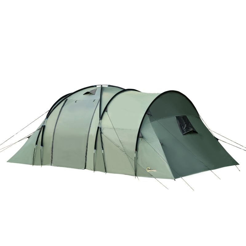 5-Person Two-Bedroom Tunnel Camping Tent in Green with Rainfly and Carry Bag