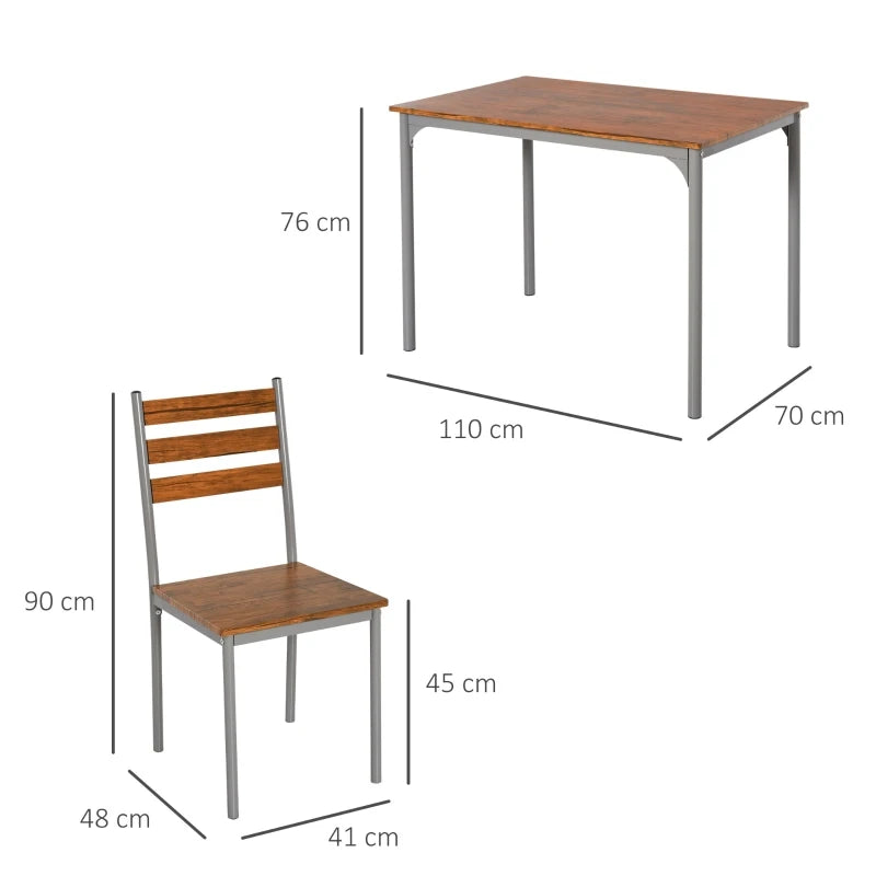 Brown 5-Piece Dining Table Set with 4 Chairs - Compact Dining Room & Kitchen